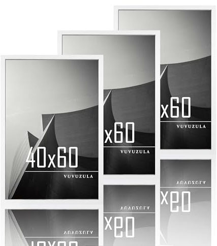 VUVUZULA Bilderam 40 x 60 cm Vit Trä Fotoram MDF Ram 40 x 60 cm Set med 3
