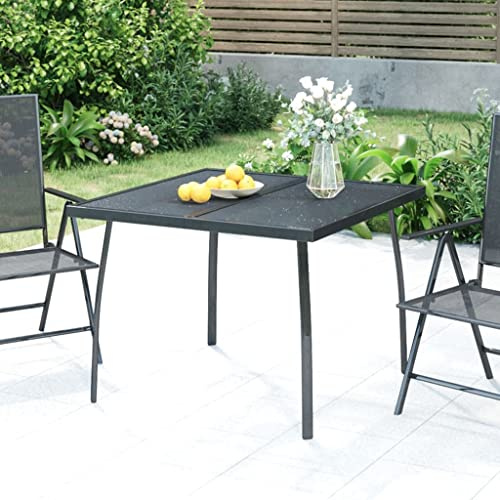 AUVYI Mesa de jardín, color antracita, 100 x 100 x 72 cm, rejilla de acero, mesa de café, mesa de camping, mesa pequeña, mesa alta de bistró, mesa auxiliar, mesa auxiliar para exterior, mesa de