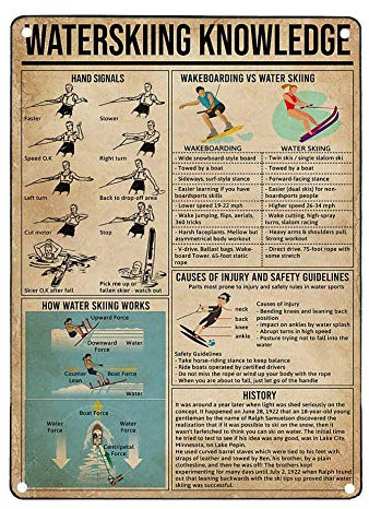 Vintage Wanddekoration Wasserski Vintage Wasserski-Wissen Aluminium Metallschild Generisch Blechschilder Retro Plakette Kunst Für Bar, Badezimmer, Garage 20x30cm