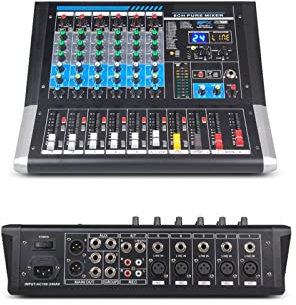 OUTFYT Mixer Audio, Scheda Controller DJ Mixer a 6 canali con 24 Effetti DSP USB Bluetooth for Studio di Registrazione DJ Console di Missaggio Portatile