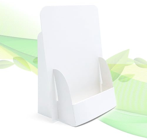 thefoldstands 5 faltbare FLYERSTÄNDER Blanc Design ökologische Prospektständer für DIN A6 Flyer 10,5 x 14,8 cm vertikal, Prospekthalter aus white-eco FSC-Karton,kurz-bis mittelfristigen Einsatz