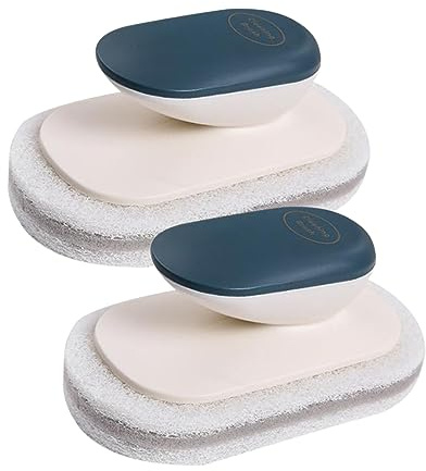 2pcs Sponge Scrubbers with Handle Kitchen Bathroom Cleaning Brush | Super Absorbent, Wipe Tableware without Traces, for Cups and Kitchenware, Home Use