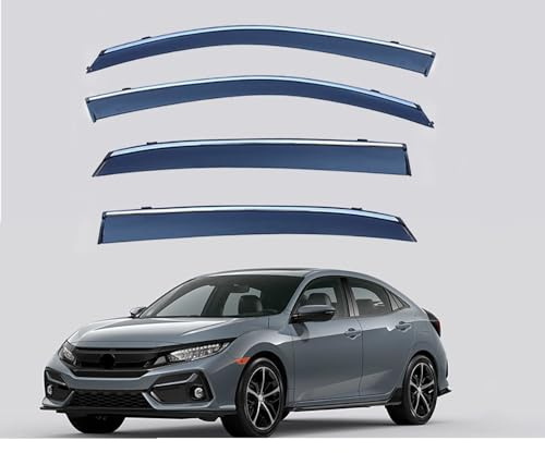 NURCIX 4pcs Acrílico Auto Deflectores, para Civic MK10/FK4-8 2016-2020 (Hatchback) Lateral Coche Visera Ventilación Lluvia Protector Toldos Cortavientos ventanilla