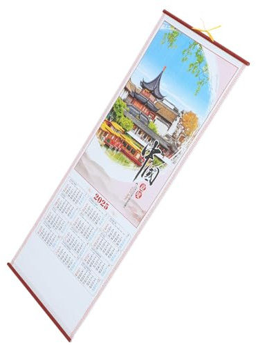 Tofficu 2025 Chinesischer Wandkalender Chinesischer Tierkreis-Wandkalender Jahr Der Schlange Monatskalender Mondkalender Fengshui- Für Heimbüro-Dekoration A