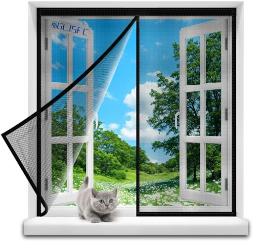Insect Protection Window 175x135cm Anti Rain and Snow Air Conditioner Partition Curtain Bi Fold Door Shut Automatically for Sliding Doors Greenhouse Black