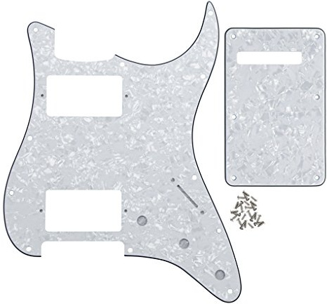 FLEOR 2 Humbucker Cut Pickguard HH ST Guard und Tremolo-Federrückplatte für amerikanische Standard-ST ocaster-Gitarre, 4-lagig, White Pearl