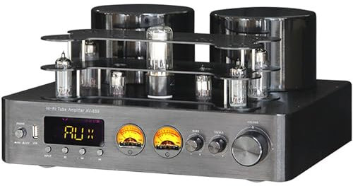 Amplificateur de tube stéréo Bluetooth 5.0 avec décodage USB sans perte – Ampli de puissance à tube à vide, entrée optique/coaxiale, réglage indépendant des aigus/basses pour une qualité sonore Hi-Fi