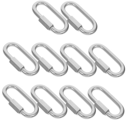 BUGUUYO 10pezzi Connettori Inossidabile d Moschettone Bloccabile Per e Attrezzature Outdoor Resistente