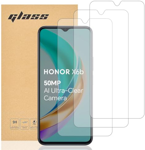 Totill Displayschutzfolie aus gehärtetem Glas für Honor X6B, 3 Stück, einfache Installation, hüllenfreundlich, kristallklar, runde Kanten, stoßfest, kratzfest, öldicht