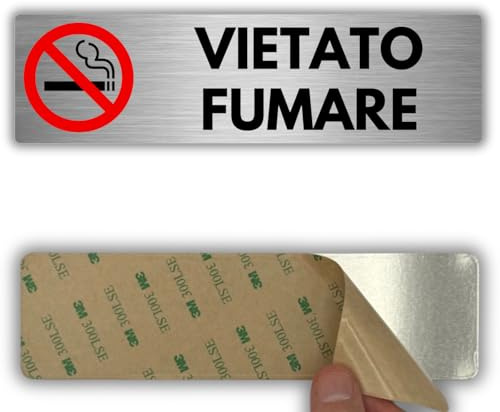 LEIASA | Targa Vietato Fumare - 5x18 cm - Alluminio - Ambiente Senza Fumo | Cartello Vietato Fumare, Adesivo Divieto Sigarette, Segnale No Smoking, Insegna Non Fumatori, Placca Antifumo Locale