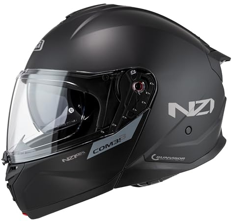 NZI Combo 3 Duo - Casco para Moto, Color Negro Mate XXL