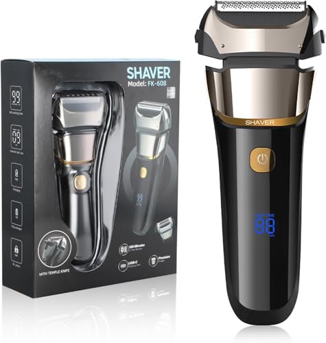 Mapille Rasoio Barba Elettrico Uomo, Rasoio Elettrico Barba con Regolabarba Pop-Up Trimmer, Display Digitale di Potenza, Wet & Dry Foil Shaver, Rasoio Elettrico a Lamina da Uomo Ricaricabile