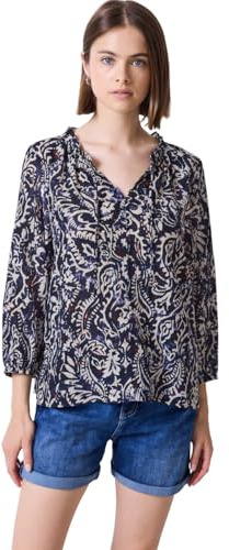 Street One Studio F345845 Blusa Fantasia con Volant, Dark Void Blue, 44 Donna