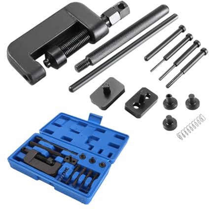Sandfren Motorcycle Chain Brake Tool Kit, 13PCS Motorbike Chain Braker Set with C Frame 3 Anvils 4 Brake Tips, Dirtbike Link Repair Removal Tool, Fit for Cam & 25 to 630 Chains