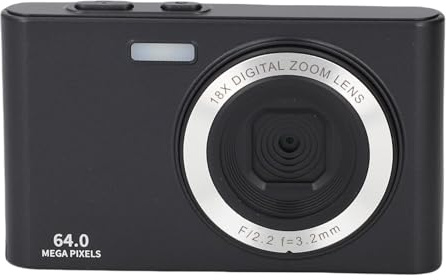 Videocamera 4K da 64 MP Retro Camera 18X Zoom Digitale con Timer a Luce Flash Integrata e Antidricciante per la Fotografia di Viaggio Selfie (BLACK)