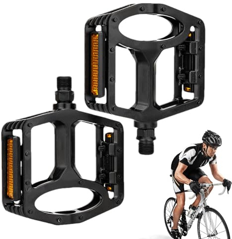 Pedali per bicicletta da corsa, pedali per bicicletta da corsa, pedana antiscivolo, in lega di alluminio, con strisce riflettenti, per bicicletta
