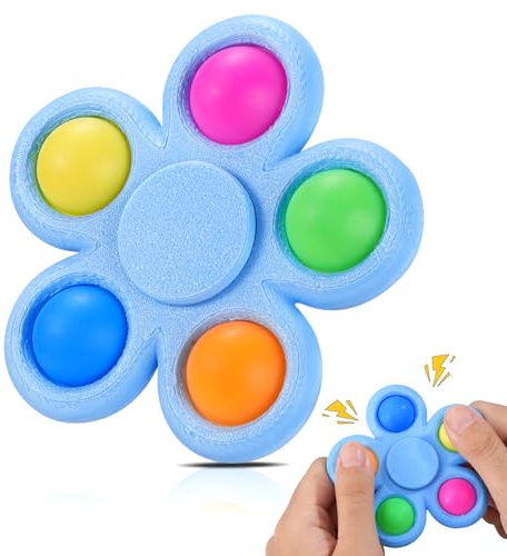 Scione Pop Spinner Imprimé en 3D - Jouet Sensoriel Silencieux pour Bureau & École, Popper Anti-Stress avec Design Silencieux, Outil de Concentration TDAH, Cadeaux pour Fête d'anniversaire - Bleu