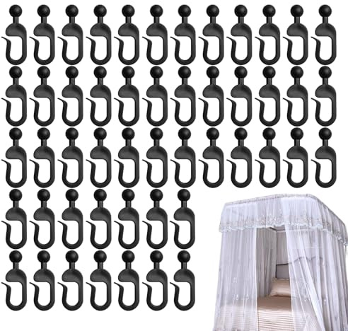 Kustimantu Ganchos para pérgola | 50 Piezas de Ganchos para Red – Suspensiones antióxido versátiles para Anillos de Cortina pérgola Interior Exterior Dormitorio Cocina baño