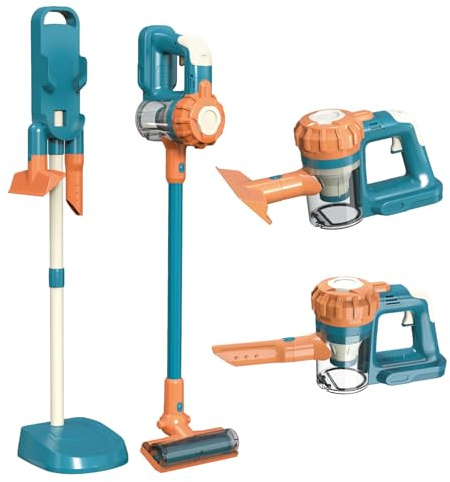 BAYMI 3-in-1 Kids Vacuum that Really Works – Working Toddler Vacuum Cleaner with Real Suction, Montessori Pretend Play Cleaning Toy Gift Set for Boys and Girls Ages 3+