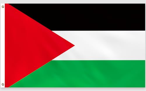 PartyYaa Drapeau de la Palestine, 150 x 90 cm Drapeau palestinien Impression unilatérale avec 2 oeillets en laiton, imperméable, pour fêtes nationales, jours de fondation, Ramadan, rues, jardin