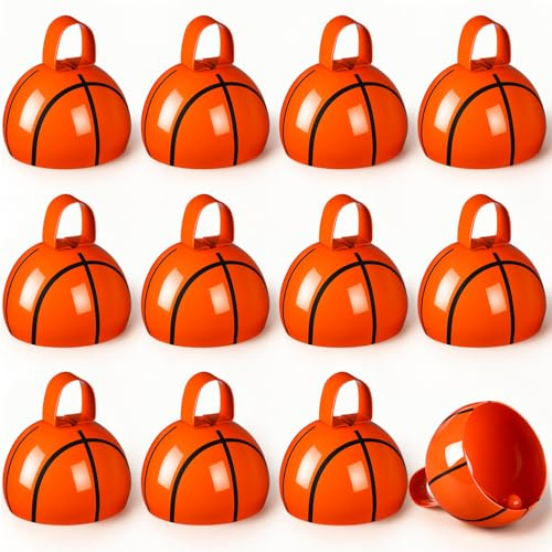 Boao 12 Pcs Basketball Cowbell Noise Makers 4 inch Metal Sports Cowbells Bulk with Handle Novelty Hand Percussion for Sporting Events Basketball Games Party Favor Supplies