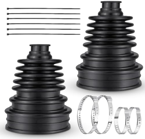 Kit de réparation de 2 manchettes CV, soufflet universel en caoutchouc, écarteur de manchettes d'essieu très flexible pour arbres de 19 à 24 mm, manchette d'essieu extensible pour voitures, noir