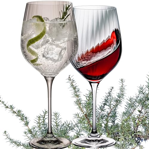 IMPERIAL glass Set di bicchieri Gin Tonic scanalati, 2 bicchieri da 450 ml, in vetro Crystalline serie London, lavabili in lavastoviglie