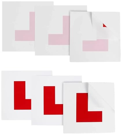 Elenviorina 6 Pack L Plates Learner Plates for Car Red L Plate Stickers 3 Self Adhesive L Plates and 3 Static Cling Learner Plates for Car Window