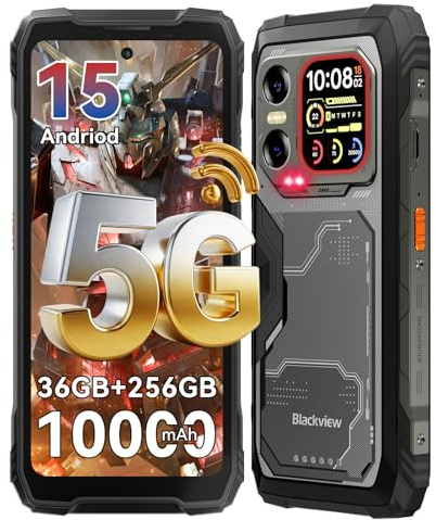 Blackview XPLORE X1 5G Outdoor Handy Ohne Vertrag, 108MP+50MP+20MP Nachtsicht, 6.78 2.4K/120Hz Gemini AI Outdoor Smartphone, 10000mAh-Android Baustellenhandy, 36GB+256GB/2TB, IP69K/NFC/700 Nits/18mm