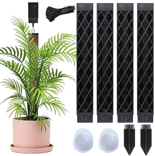 Moosstab für Monstera Rankhilfe, 4PCS Selbstbewässerung Moosstabs, Monstera Moosstab Erweiterbar mit Pflanzen Gießhilfe und Pflanzenbänder, Moss Pole für Kletterpflanzen Gartenbepflanzung