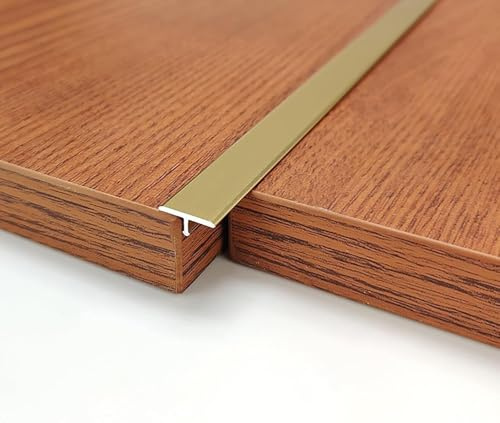 T-Profil Zierleiste aus Aluminium 2x135cm Einbau-Abschlussprofil für Wand & Fliesen Wasserdicht Feuchtigkeitsbeständig Dekorative Fugenleiste für Bad Küche Wohnzimmer(Gold,Breite: 6mm)