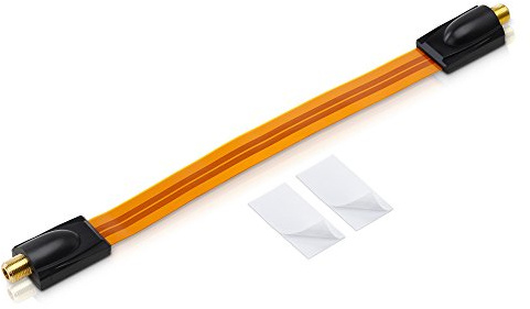 conecto Premium Fensterdurchführung für SAT Kabel koaxial inkl. Klebepads (F-Kupplung auf F-Kupplung, vergoldet) 26 cm