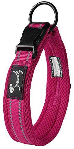 PETTOM Hundehalsband Verstellbare Nylon Hunde Halsband Atmungsaktives Reflektierend Halsband (Rose XS)