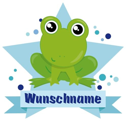 Samunshi® Baby Frosch Wandtattoo Türschild mit Name personalisierbar Kinderzimmer Türaufkleber Baby Wandaufkleber - 40x35cm mehrfarbig