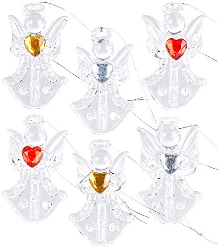 Britesta Weihnachtsbaumschmuck: 6er-Set Glas-Anhänger Engel mit Herz, handgefertigt, je 46 x 28 mm (Weihnachtsdeko Schmuck, Schmuck Weihnachtsbaum, Weihnacht)