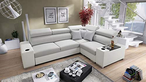All4All Ecksofa mit Schlaffunktion Plato 282x205 cm - Sofa mit Bettkasten - Schlafsofa L-Form - Eckcouch - für 4 Personen - Wohnzimmer - Seite rechts 26