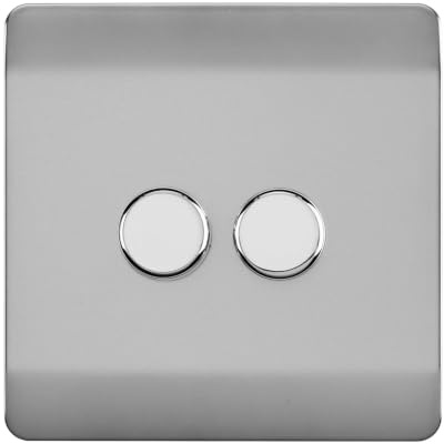 Trendi Artistic Modern Glossy Tactile 2 Gang 2 Way 120w LED Dimmer switch Stainless Steel