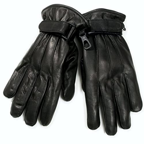 Görtrud Lederhandschuhe Herren gefüttert, schwarz (L)