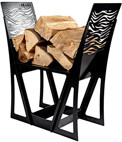 Kaminholzregal Innen und Aussen, Metall Brennholzregal. Kaminholzständer, Schwarz Kaminholzhalter Feuerholzregal, Kaminholz Aufbewahrung Feuerholzkorb aus Stahl, Holzlager Kaminregal, Holzregal