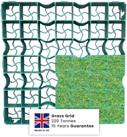 Neat Plastics COLOURED Gravel/Grass Grid Paver Path Base Mat FOR Greenhouse Deck Turf Lawn Shed Garden (16 Grids (4m²), Grass Green)