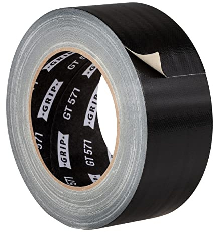 GRIP Eventbasics Gaffa Tape schwarz 50 mm x 25 m, Profi Gewebeband GT 571, sehr hohe Klebkraft, gewebeverstärktes Allround Klebeband zum Reparieren, Bündeln und Befestigen