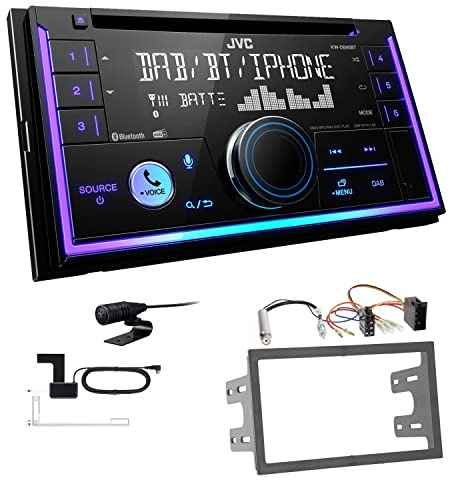 JVC KW-DB95BT 2-DIN Autoradio CD-Receiver Digitalradio DAB+ Bluetooth USB passend für Volkswagen VW Polo 9N bis 2009 schwarz mit ISO
