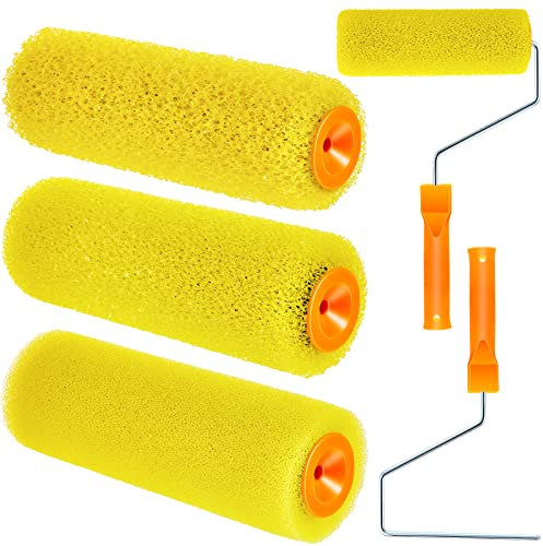 Therwen 5 Pcs 8 Inch Textured Paint Roller Bed Liner Roller Covers and Frame Kit Orange Peel Texture Roller Roll on Bed Liner for Truck Coating Create Texture Effect
