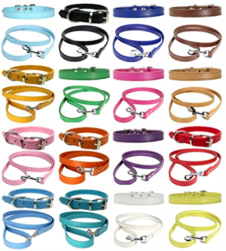Vibrierendes Leder-Halsband und Leinen-Set für Welpen, kleine, mittelgroße und große Hunde, Größe M (28 cm - 36 cm Halsumfang), Grün