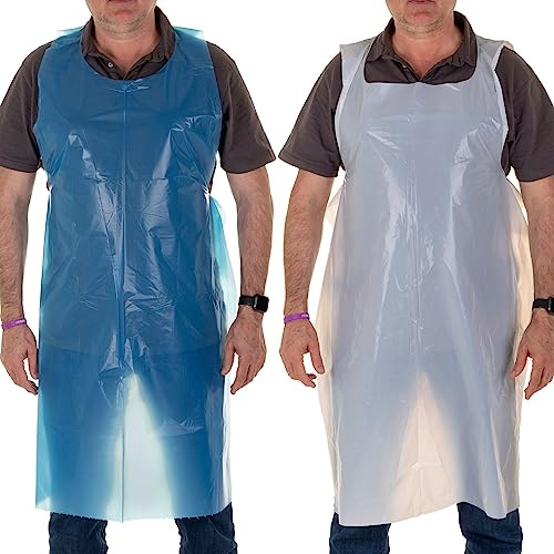 XARA Plastikschürzen Einweg - Einwegschürzen aus Polyethylen – Medizinische Einwegschürzen - Schürze für Lebensmittelindustrie, Küche & Hygiene - 100 Stück