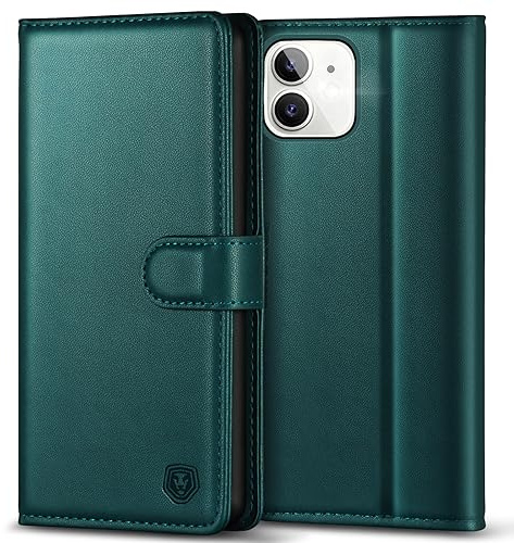 Kuafcase Handyhülle für iPhone 12 Hülle iPhone 12 Pro Hülle Leder Klapphülle Brieftasche Kartenfach Ständer Magnet Handytasche Case Schutzhülle für iPhone 12/12 Pro (6,1 Zoll) - Grün