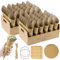 VORHOT 60 Piezas Conos Arroz Boda, Soporte Cucuruchos de Papel Kraft con 2 Cajas, Conos de Confeti para Decoración Fiesta Ceremonia, Marrón