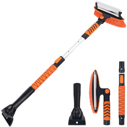 KeFanta Schneebürste und Eiskratzer für Auto-Windschutzscheibe, 3-in-1, strapazierfähig, 106,7 cm, ausziehbar, Schneeräumungsbesen für SUV und LKW-Fenster, Auto-Winterzubehör