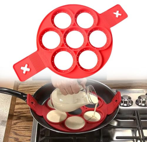 Stampi in silicone antiaderente per pancake, frittelle, uova capovolte e frittate. Perfetti per padella e facile da pulire.