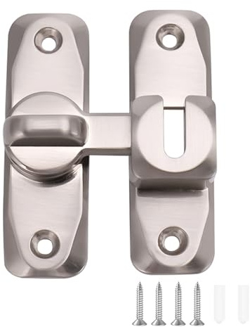 90/180 Degree Door Lock, 1PCS Barn Door Lock Safety Sliding Silver | Security Door Latch Small Gate Latches Hardware for Barn, Garden, Bathroom, Cabinet, Window, Sliding Door